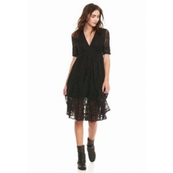 Free People Laure Black Lace Midi Dress - Picture 2 of 8
